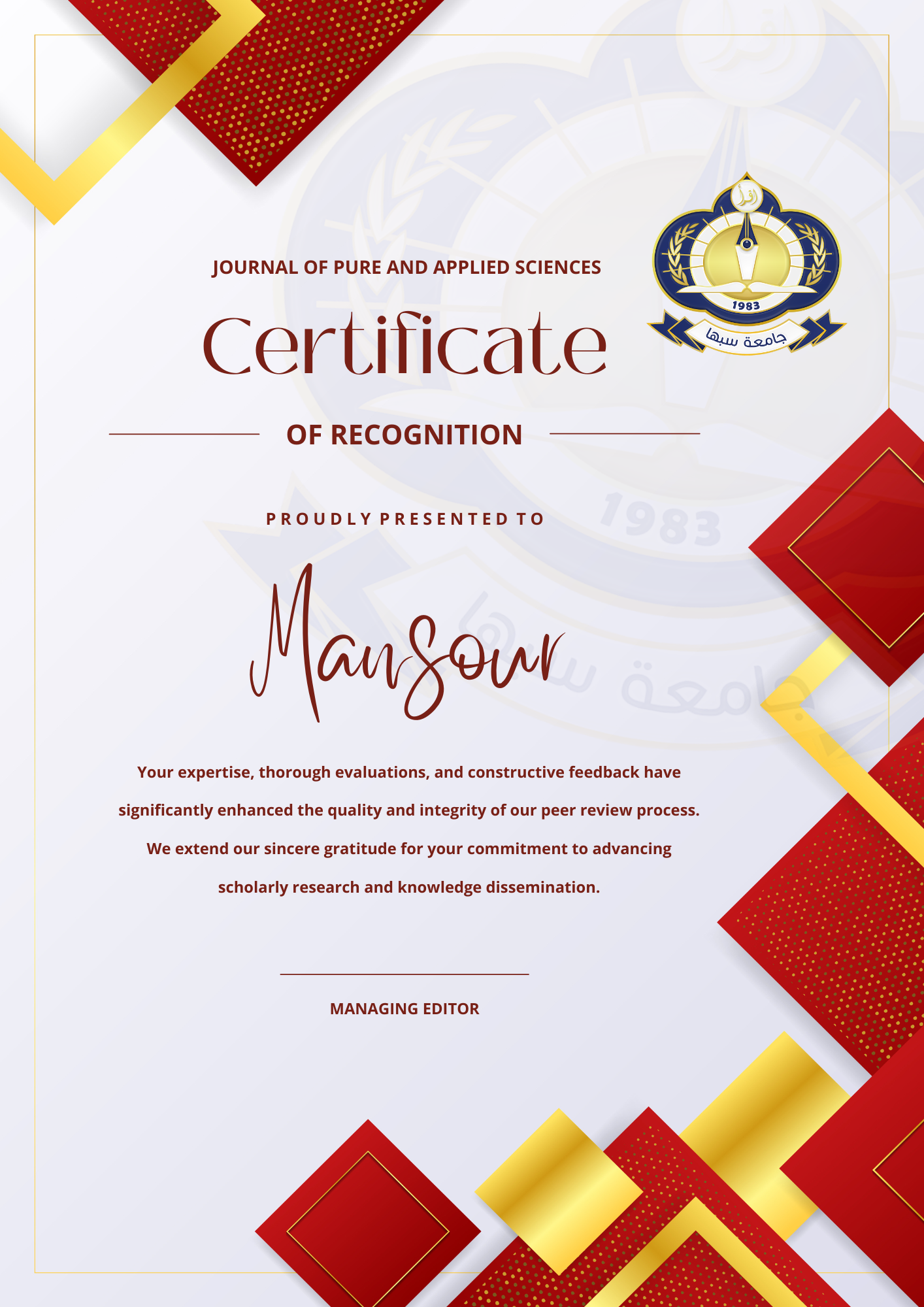 jopas certificate of recognition