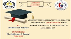 Graduation presentation slide featuring a mortarboard cap and diploma, with two logos and the heading 'Graduation presentation'.] ,