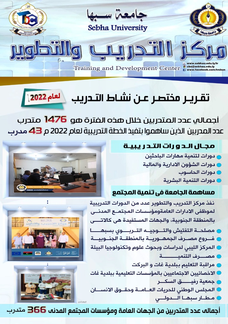 تقرير السنوي لمركز التدريب 2022م