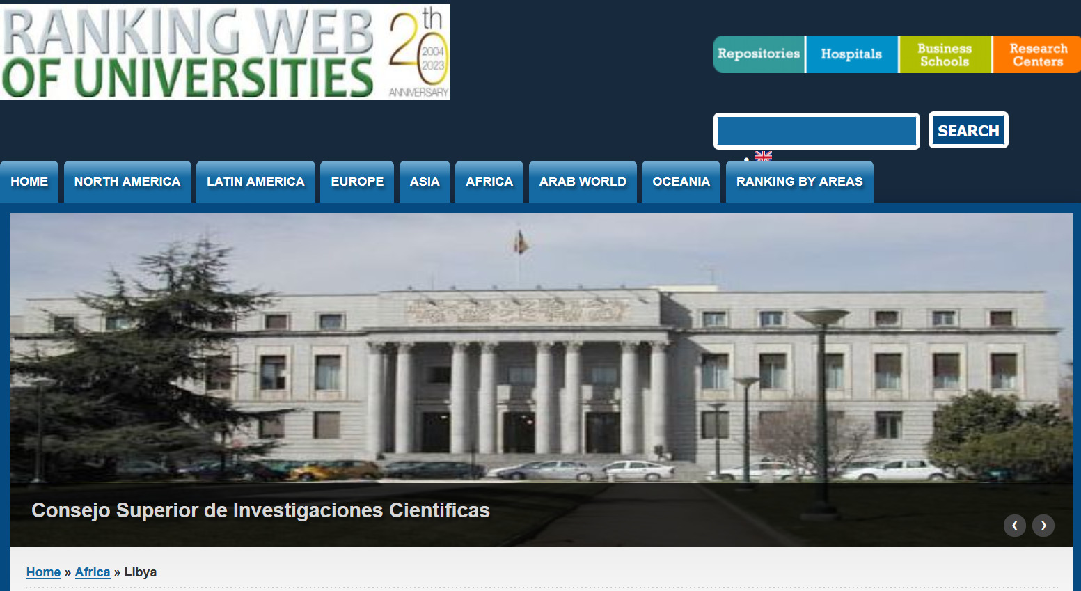 Sebha University ranking in Webometrics