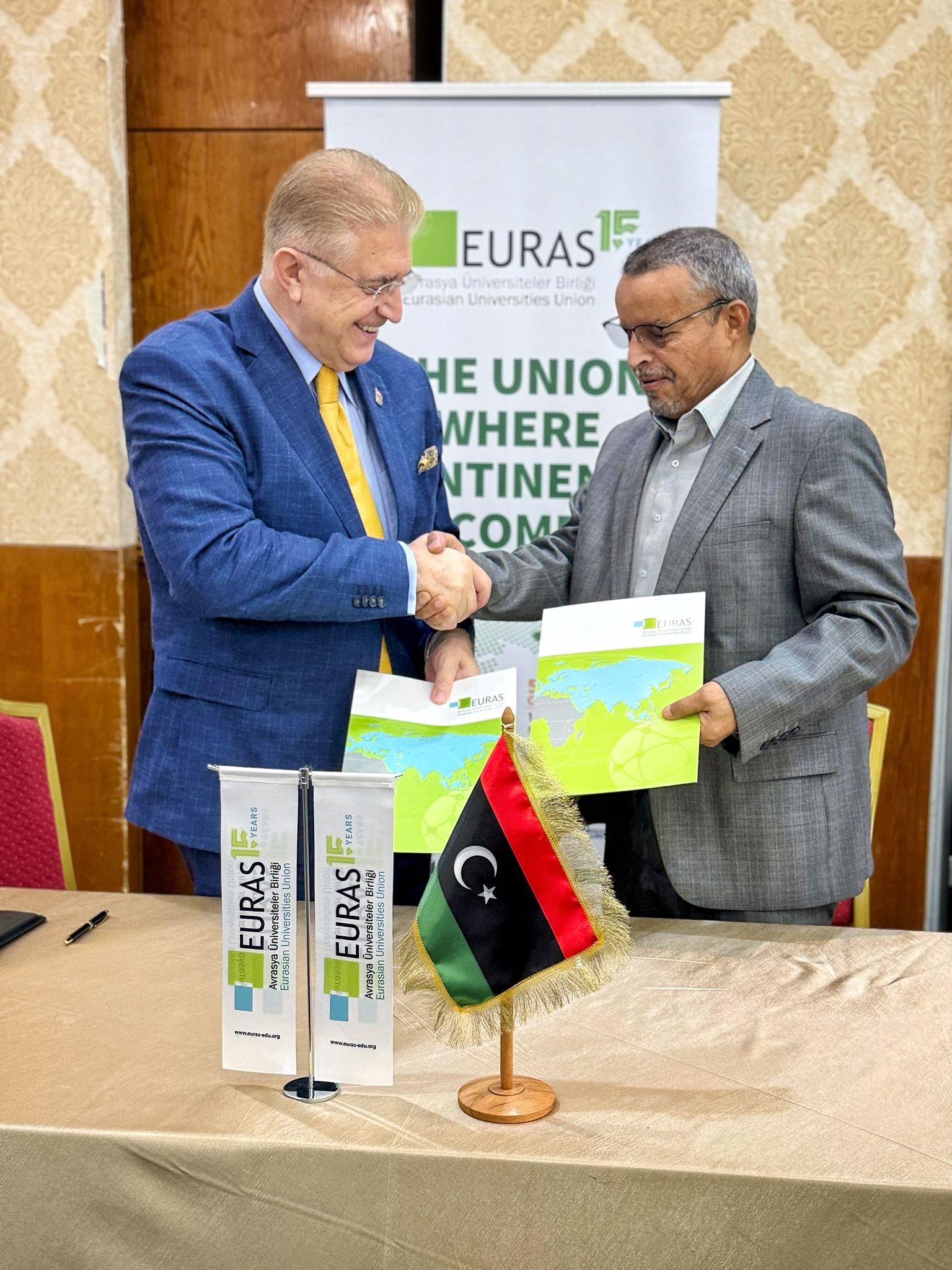 جامعة سبها توقع اتفاقية تعاون علمي مشترك مع اتحاد الجامعات الأوروبية الآسيوية (EURAS)