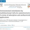 Journal article page showing the title on CaFe2O4 nanostructures and its adsorption/antibacterial applications in Journal of Hazardous Materials Advances.